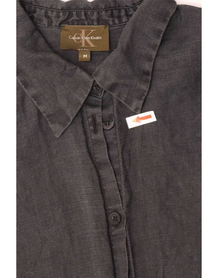 Damska koszula khaki Calvin Klein UK 12, średnioszara, lniana