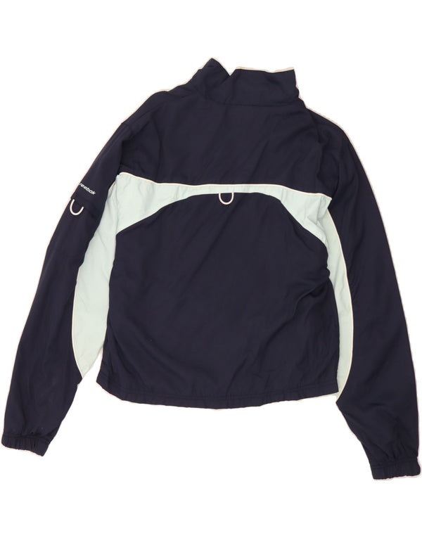 REEBOK Womens Tracksuit Top Jacket UK 12 Medium Navy Blue Colourblock