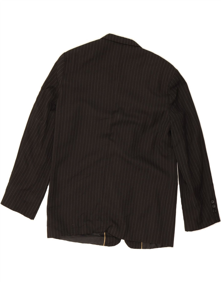 DOCKERS Boys 2 Button Blazer Jacket 15-16 Years Black Pinstripe Polyester Vintage Dockers and Second-Hand Dockers from Messina Hembry 