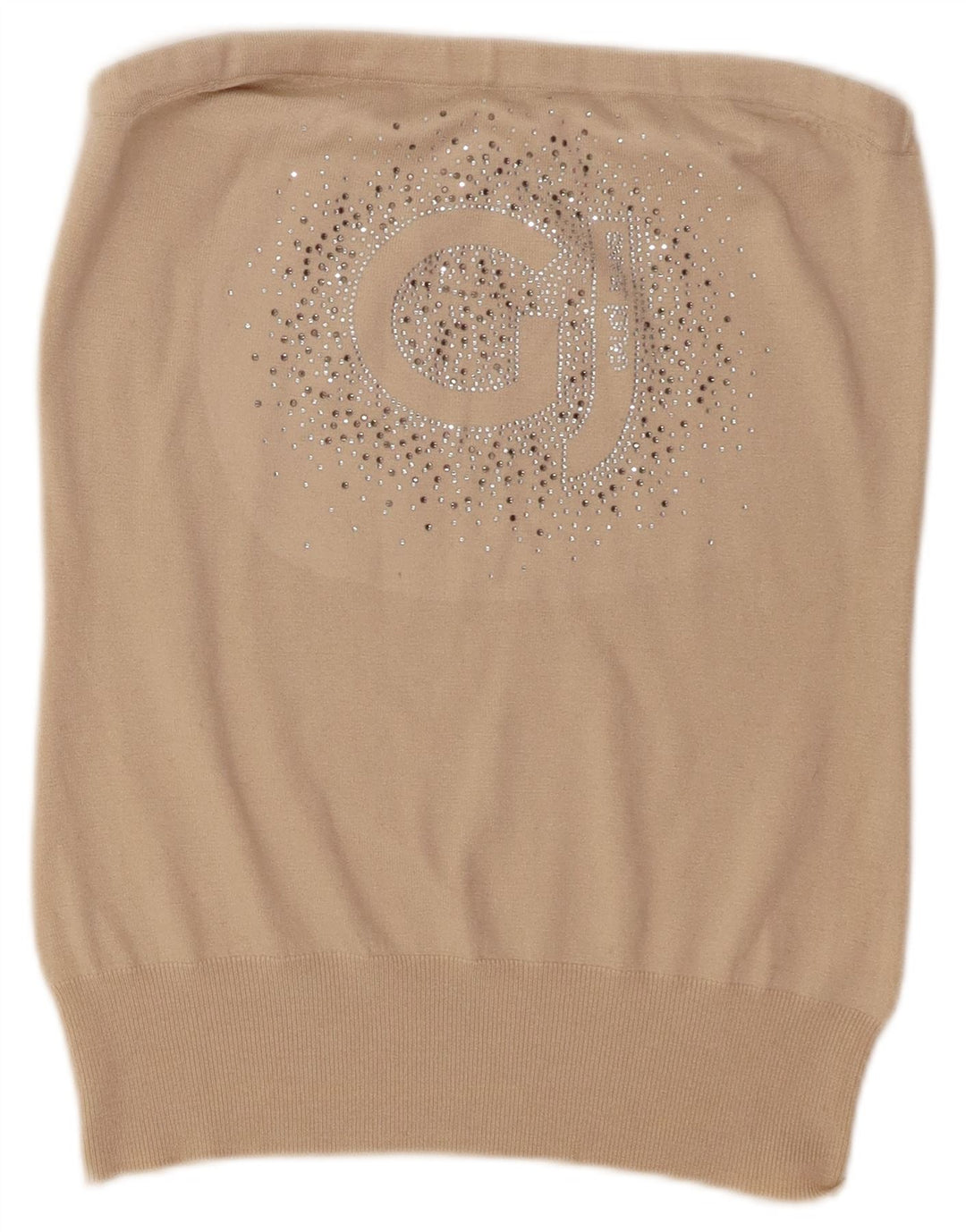 Damski top bez ramiączek Gaudi Crop Graphic UK 14, duży, beżowy poliester
