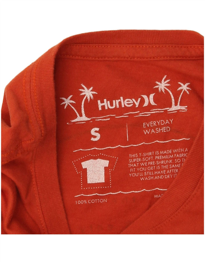 Męski T-shirt z grafiką HURLEY, mały, pomarańczowy, bawełniany