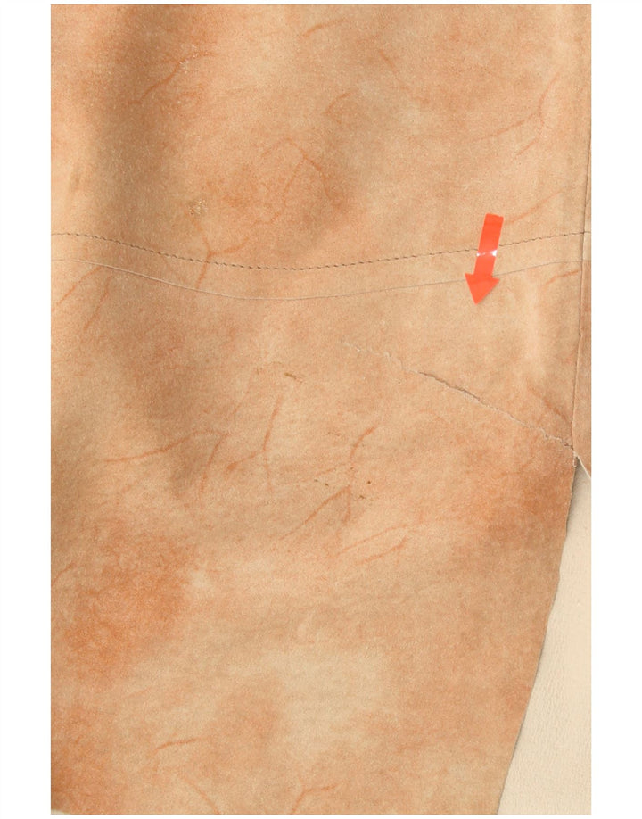 HELLINE Damska asymetryczna spódnica UK 14 duża W30 beżowa skóra typu tie-dye