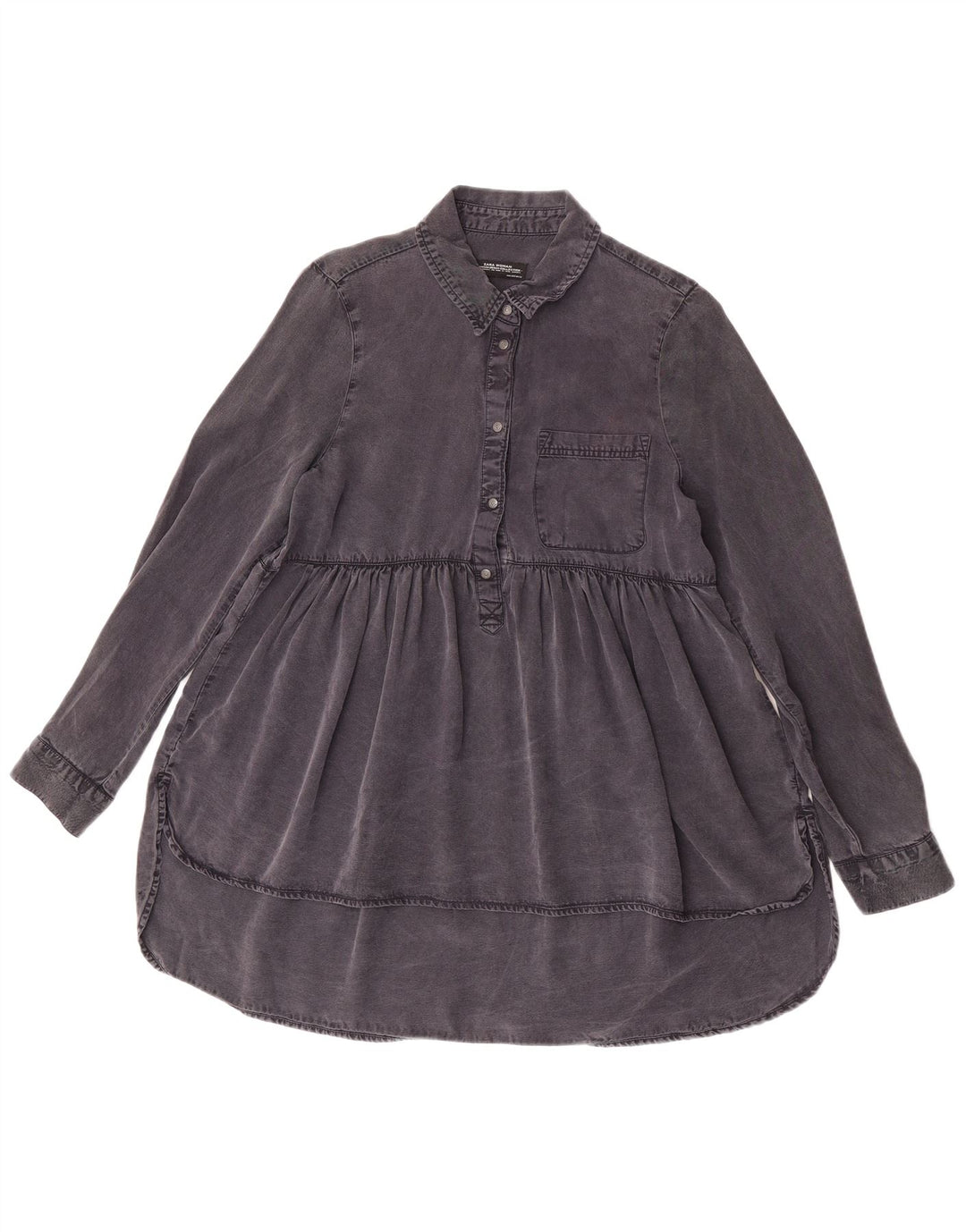 Damska tunika jeansowa z długim rękawem Zara UK 10 Small Black Lyocell