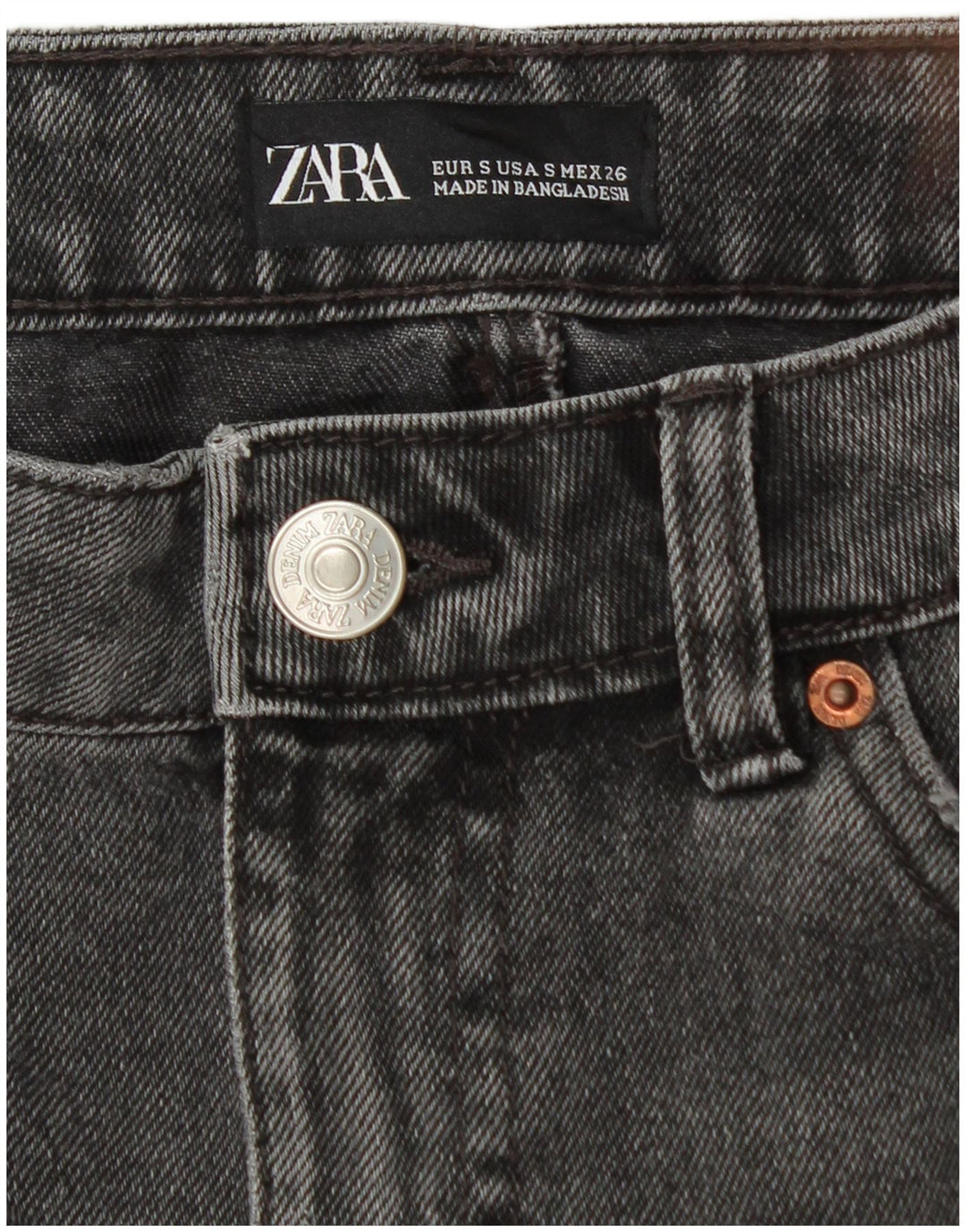 Zara Damska Mini Spódnica Dżinsowa Mała W26 Czarna Bawełna