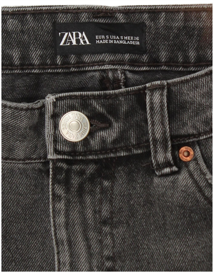 Zara Damska Mini Spódnica Dżinsowa Mała W26 Czarna Bawełna
