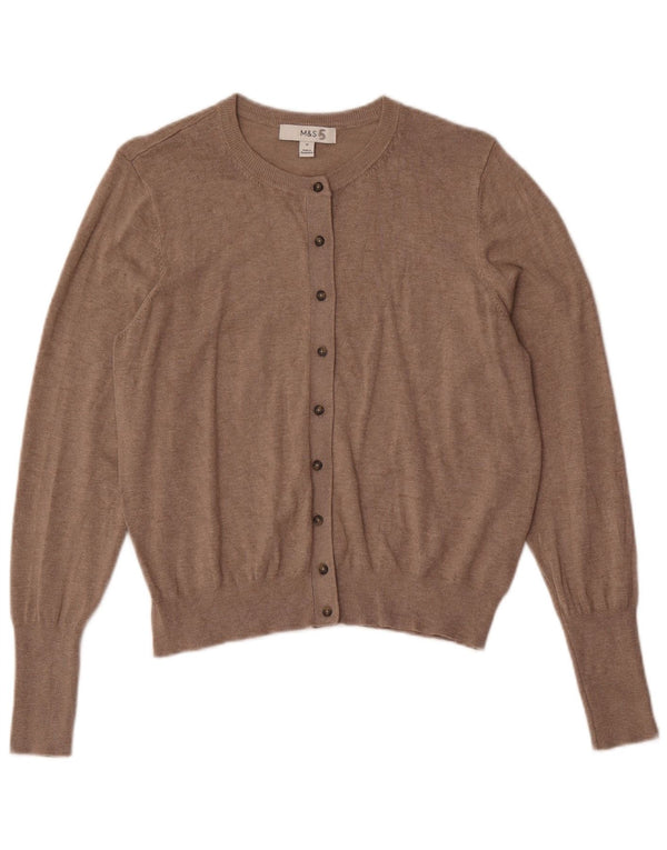 Marks & Spencer Krótki sweter damski UK 16, duży, brązowy, wiskoza