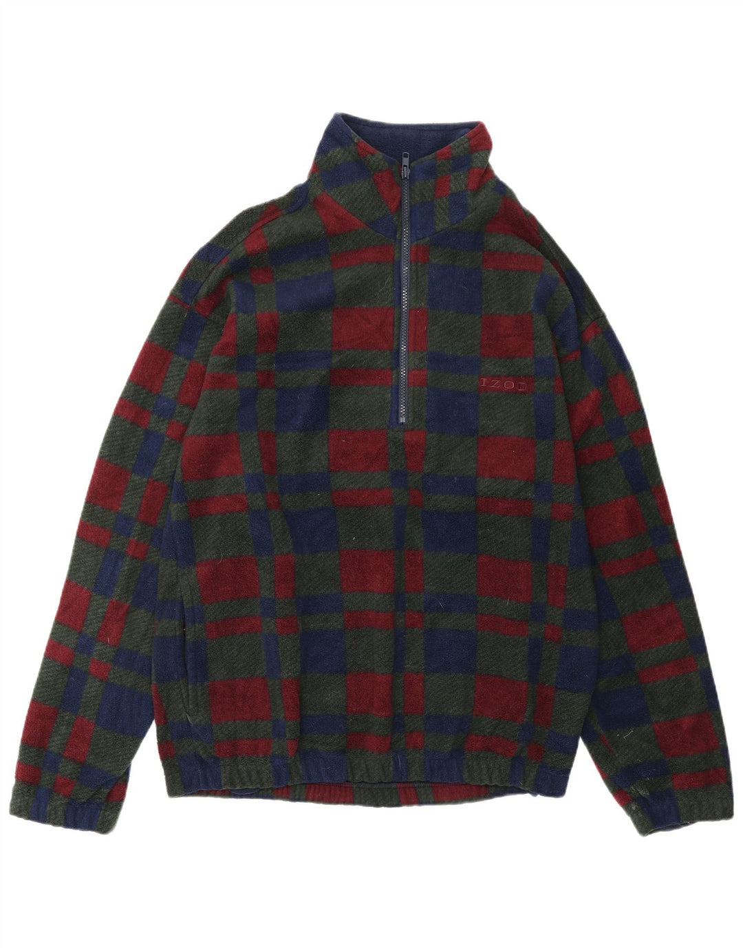IZOD Męski sweter polarowy z zamkiem błyskawicznym, mały, wielobarwny poliester w kratkę