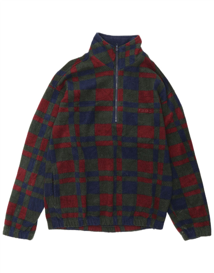 IZOD Męski sweter polarowy z zamkiem błyskawicznym, mały, wielobarwny poliester w kratkę