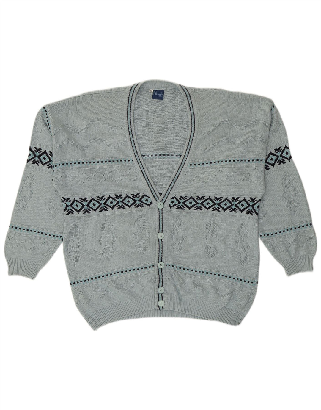 Sweter męski Mr. Forrest XL, niebieski, geometryczny, bawełniany