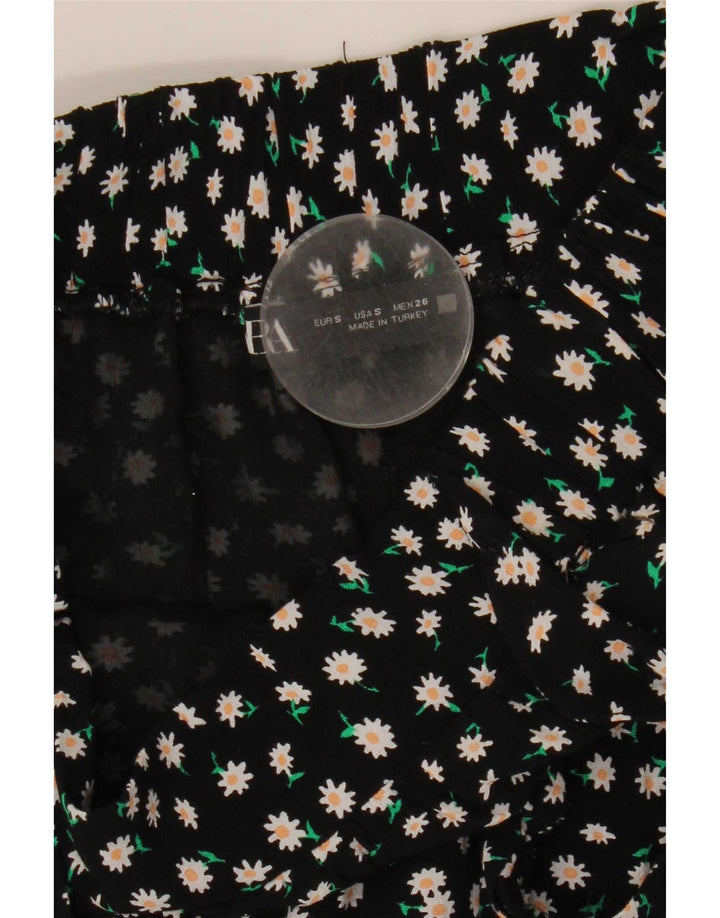 Skort damski Zara UK 10, mały, czarny, w kwiaty