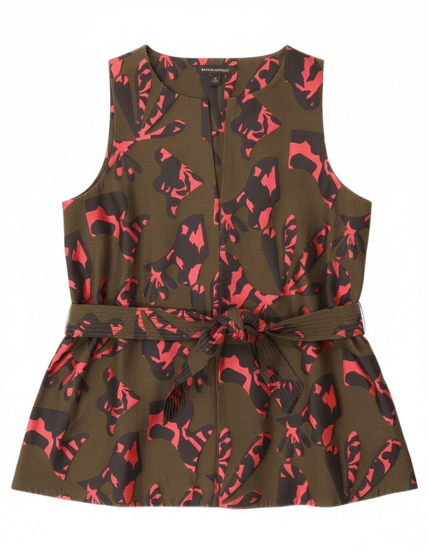 BANANA REPUBLIC Damska bluzka w abstrakcyjny wzór UK 14 Medium Khaki