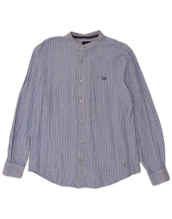 Koszula męska Crew Clothing Średni niebieski lniany w prążki