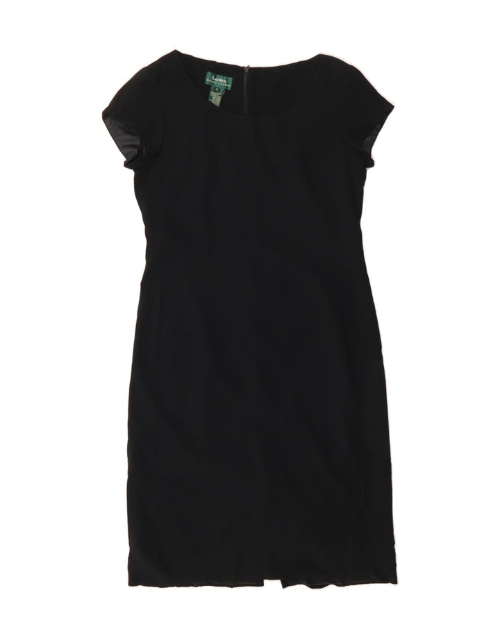 RALPH LAUREN Womens Short Sleeves Sheath Dress US 6 Medium Black Vintage Ralph Lauren and Second-Hand Ralph Lauren from Messina Hembry 
