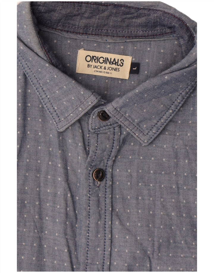 Koszula męska Jack & Jones, duża, niebieska, bawełniana w cętki