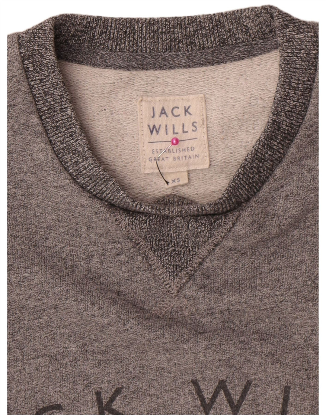 Męska bluza z grafiką Jack Wills, sweter XS, szara, nakrapiana bawełna
