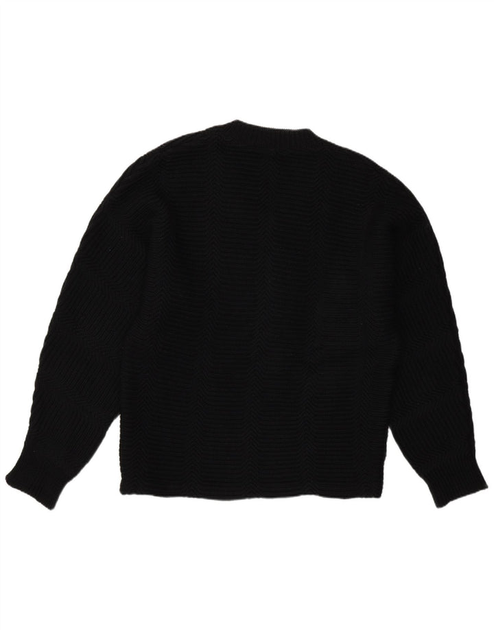 Vintage męski sweter z dekoltem w kształcie litery V, duży czarny