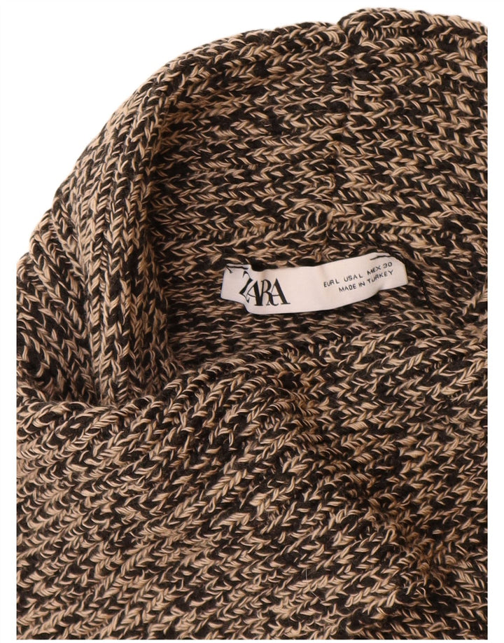 Damski sweter z golfem ZARA UK 16, duży, beżowy, nakrapiany akryl