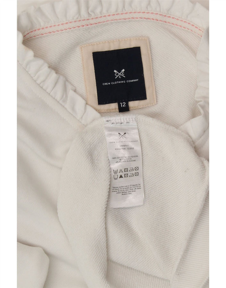 CREW CLOTHING Damska bluza dresowa UK 12, średnia biała bawełna