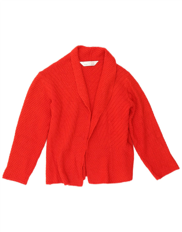 Marks & Spencer Damski sweter rozpinany, rozpinany, UK 10, mała, czerwona wełna