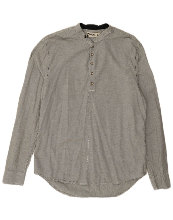 Desigual męska koszula pulowerowa o regularnym kroju XL, szara, bawełniana w prążki