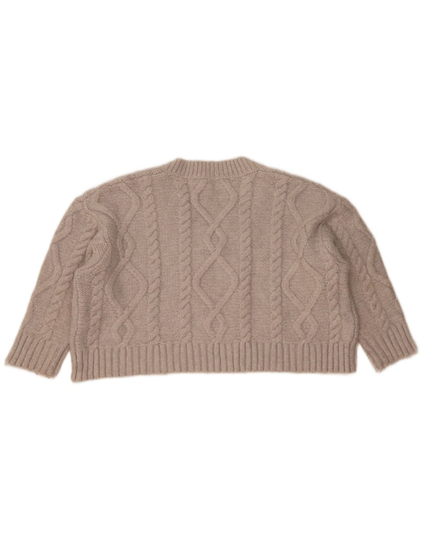 Damski sweter Zara Crop Oversize z dekoltem w kształcie litery V, UK 10, mały, szary, akrylowy