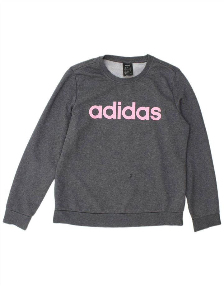 Damska bluza Adidas Graphic Jumper UK 12/14 Średnia szara bawełna