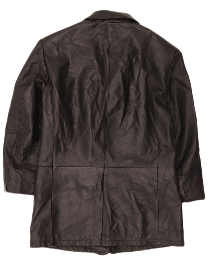 Vintage męska skórzana marynarka zapinana na 3 guziki IT 52 XL czarna skóra