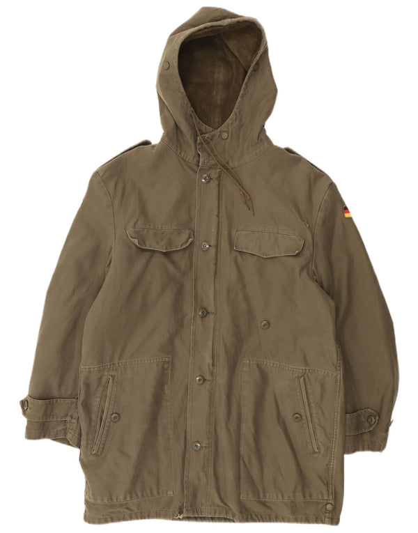 Vintage męska niemiecka kurtka wojskowa z kapturem z kapturem UK 38 Medium Khaki