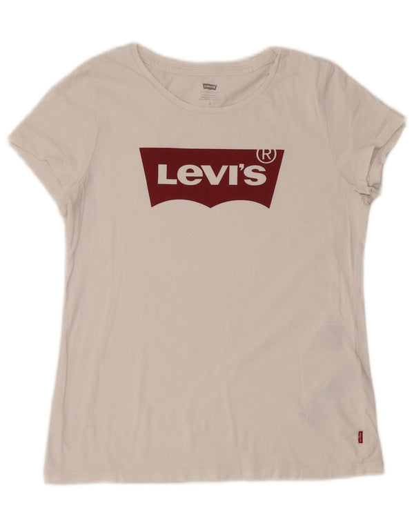 Damska koszulka z grafiką Levi's Top UK 14 Średnia biała bawełna