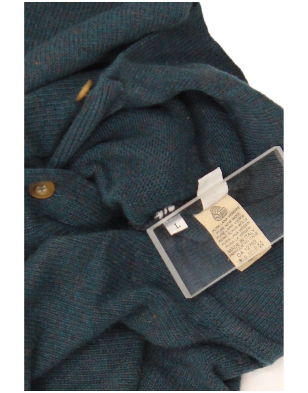Męski sweter polo Stefanel, duży, zielony, wełniany