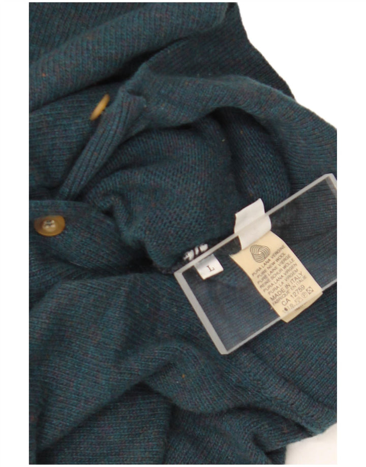 Męski sweter polo Stefanel, duży, zielony, wełniany