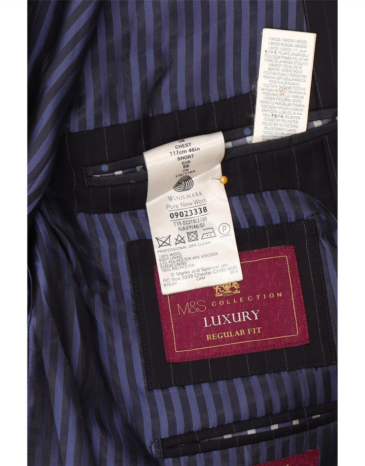 Marks & Spencer Męska marynarka zapinana na 2 guziki EU 56 3XL Granatowa w prążki