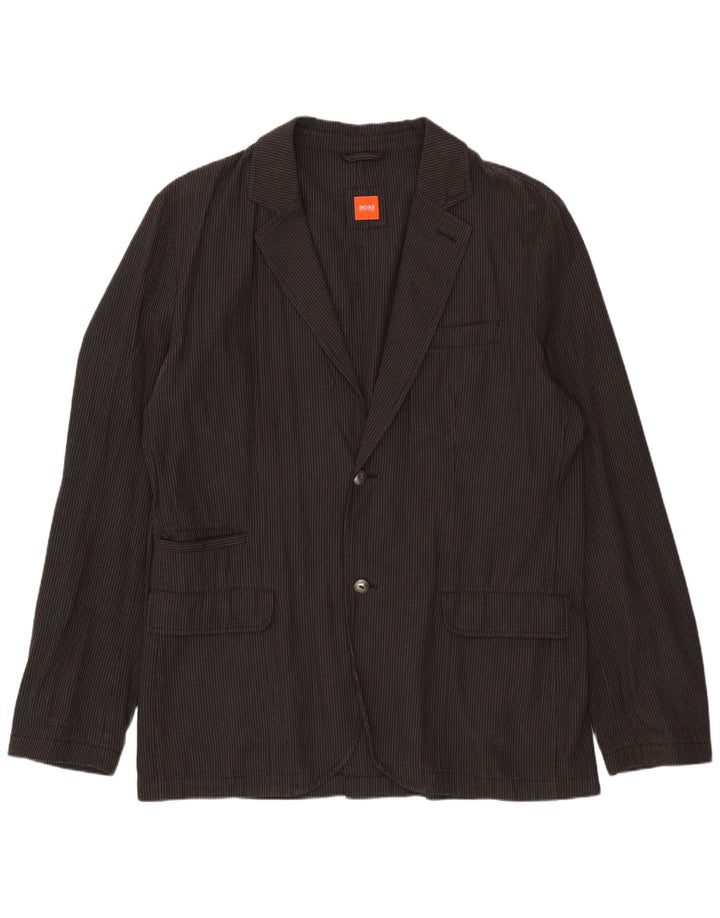 Męska marynarka zapinana na 2 guziki HUGO BOSS UK 42 XL, szara w prążki