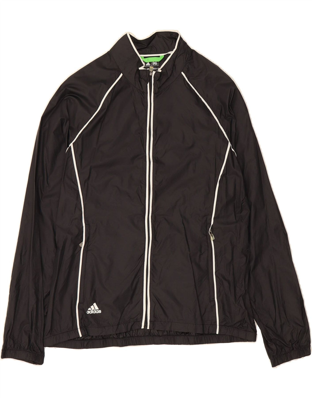 ADIDAS Mens Clima Proof Rain Jacket UK 38 Medium Black Nylon Vintage Adidas and Second-Hand Adidas from Messina Hembry 