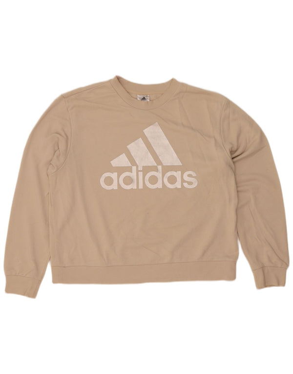 Damska bluza Adidas Graphic Jumper UK 16/18 Duża beżowa bawełna