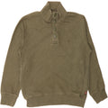 IZOD Mens Button Neck Sweatshirt Jumper Small Khaki Cotton Vintage Izod and Second-Hand Izod from Messina Hembry 