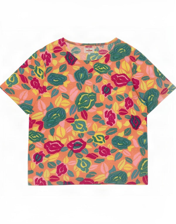 Laura Biagiotti T-Shirt damski Top UK 16 duży wielokolorowy kwiatowy