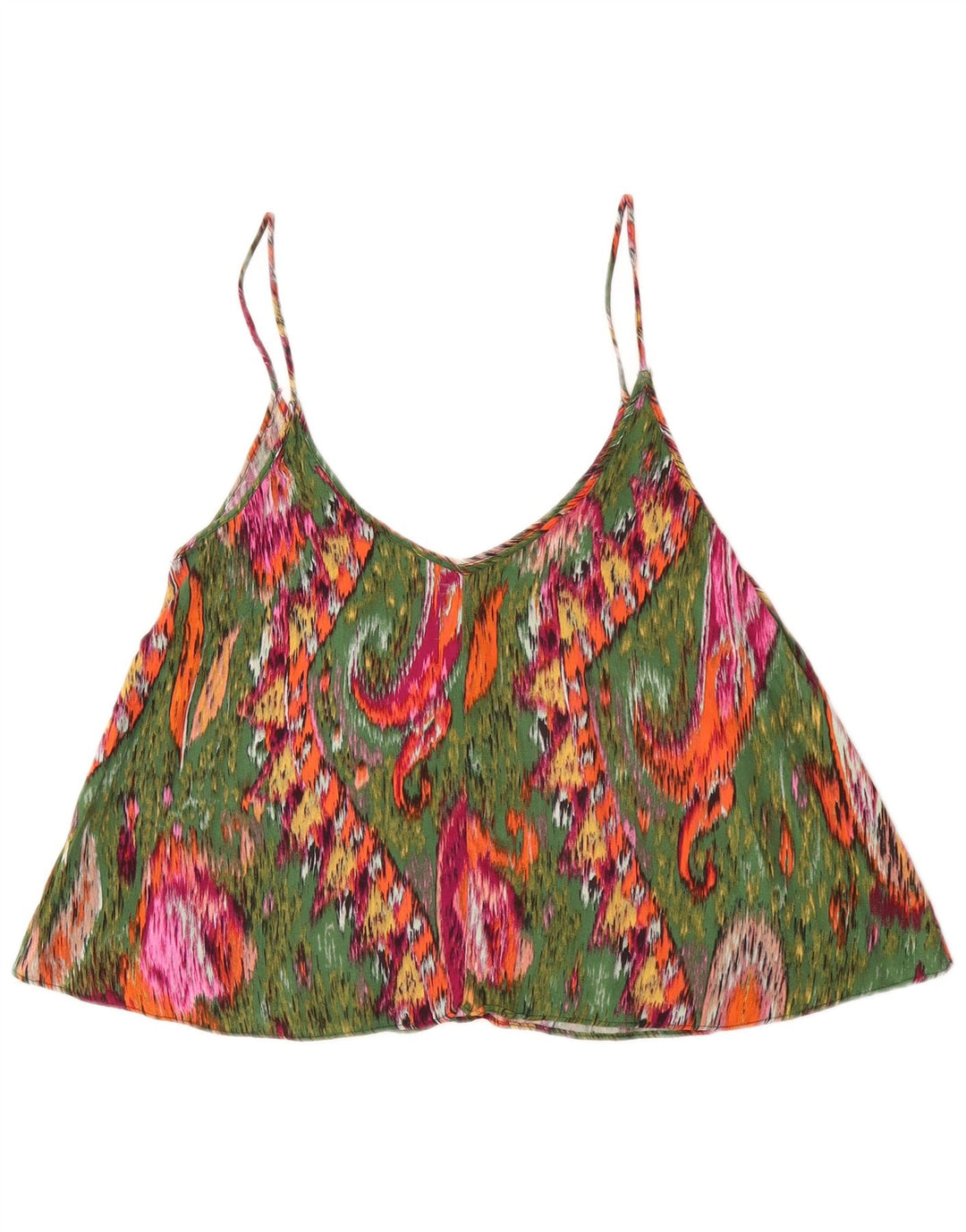 ZARA Womens Crop Cami Top UK 10 Small Multicoloured Paisley