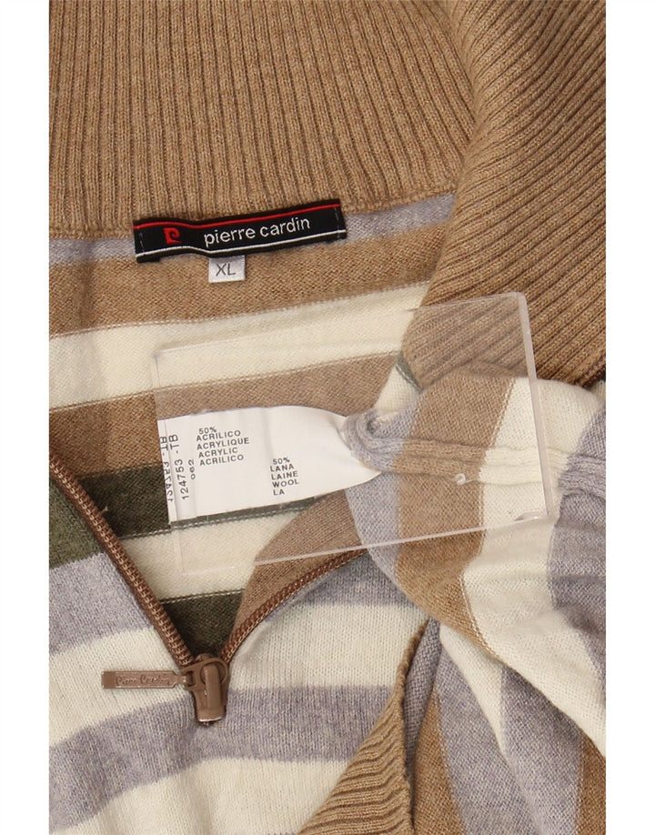 Męski sweter z zamkiem błyskawicznym Pierre Cardin XL, wielokolorowe paski, akryl