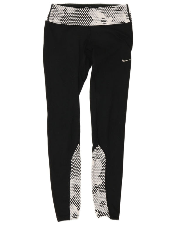 Damskie legginsy do biegania Nike XS W25 L30 Czarny poliester z blokami kolorów