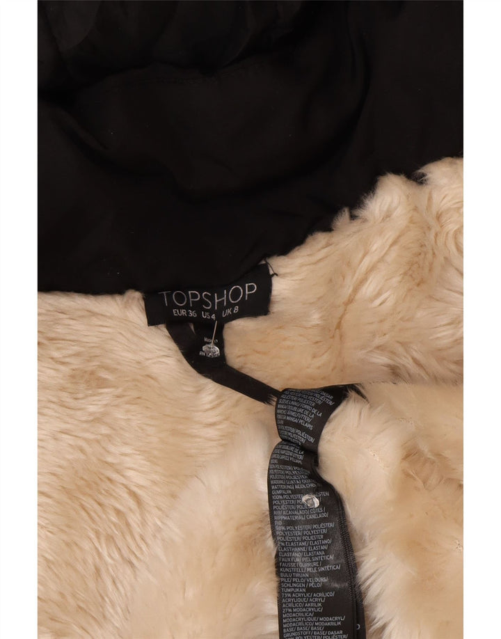 Damska kurtka z kapturem, oversize, wyściełana Topshop UK 8, mała, czarna, poliester