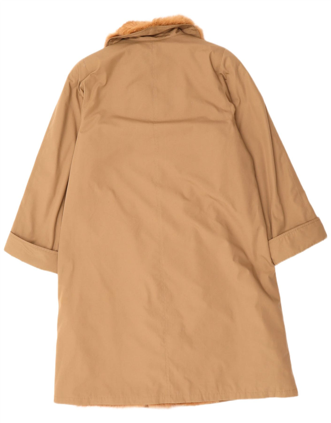 Vintage damski płaszcz Sherpa UK 14, duży beżowy poliester