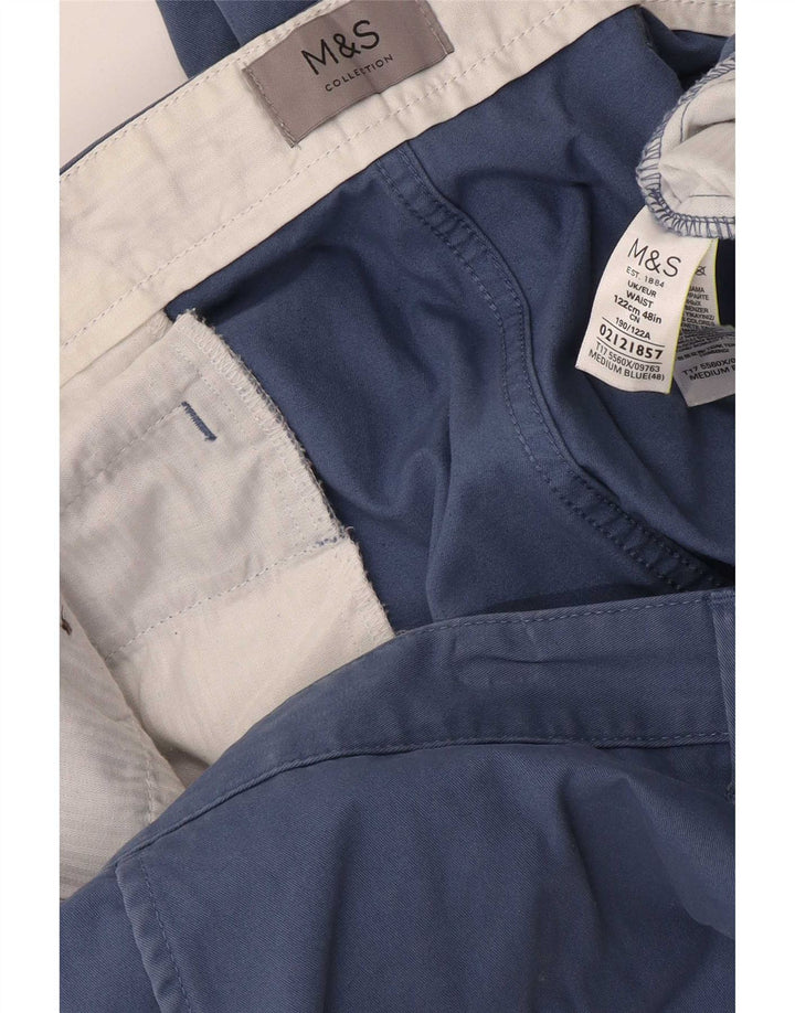 Marks & Spencer Męskie spodenki Chino W48 4XL Niebieskie, bawełniane