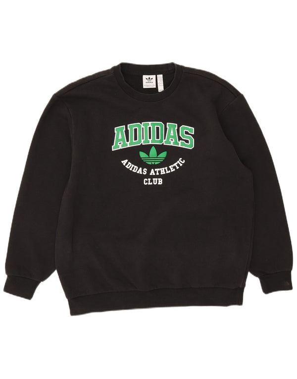 Adidas Męska bluza z grafiką oversize Jumper 2XS Czarna bawełna