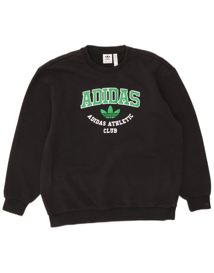 Adidas Męska bluza z grafiką oversize Jumper 2XS Czarna bawełna