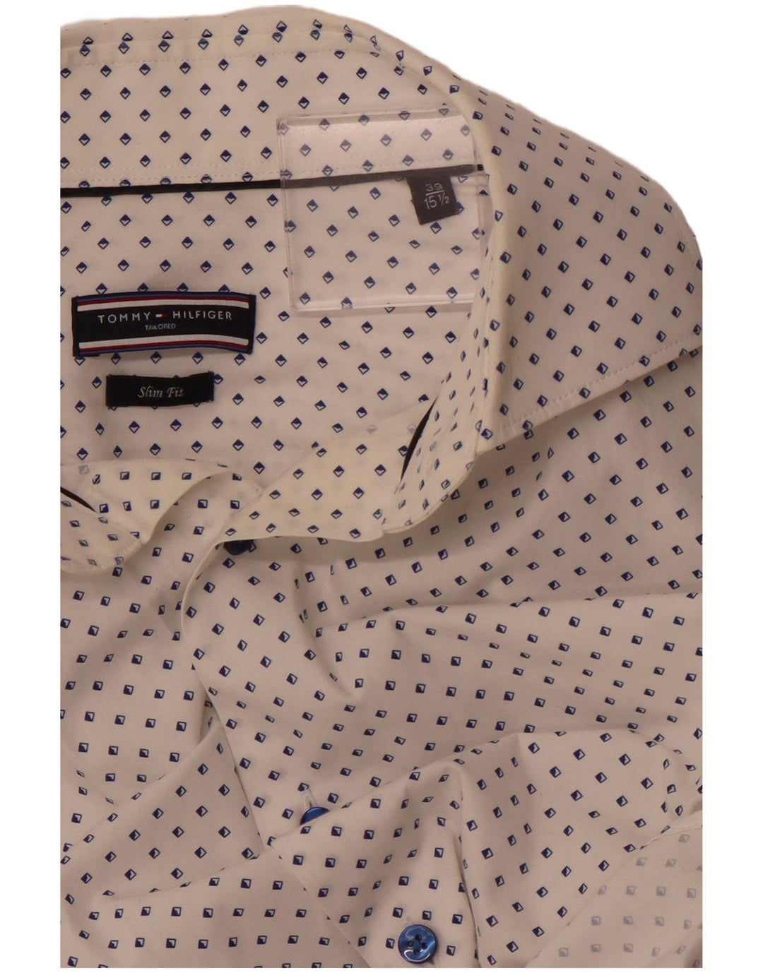 Męska dopasowana koszula TOMMY HILFIGER rozmiar 39 15 1/2 średnia biała geometryczna