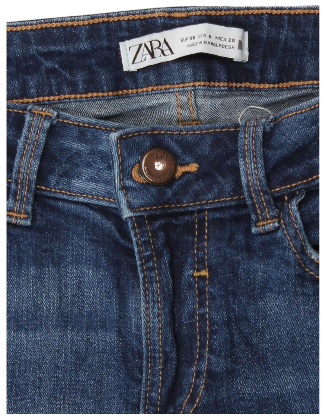 Damskie jeansy Zara w trudnej sytuacji EU 38 Small W28 L26 Granatowa bawełna