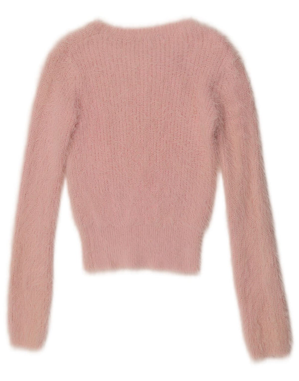 Damski sweter Zara z dekoltem w łódkę, UK 8, mały, różowy nylon