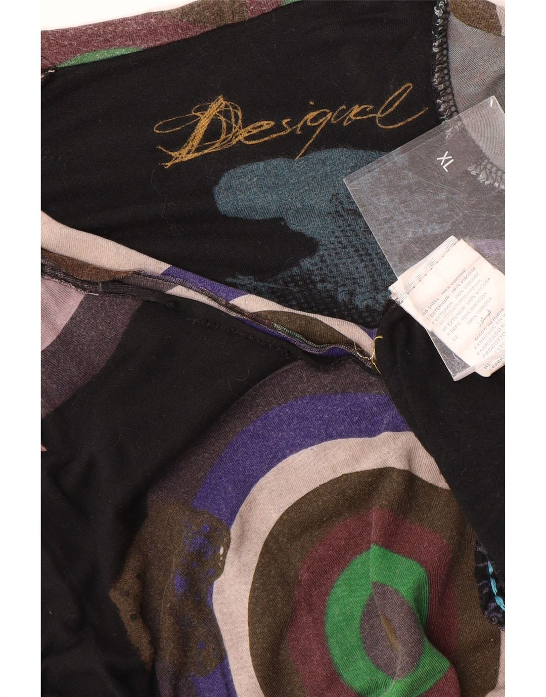 Damski top tunikowy Desigual w abstrakcyjny wzór UK 18 XL, wielobarwna wiskoza