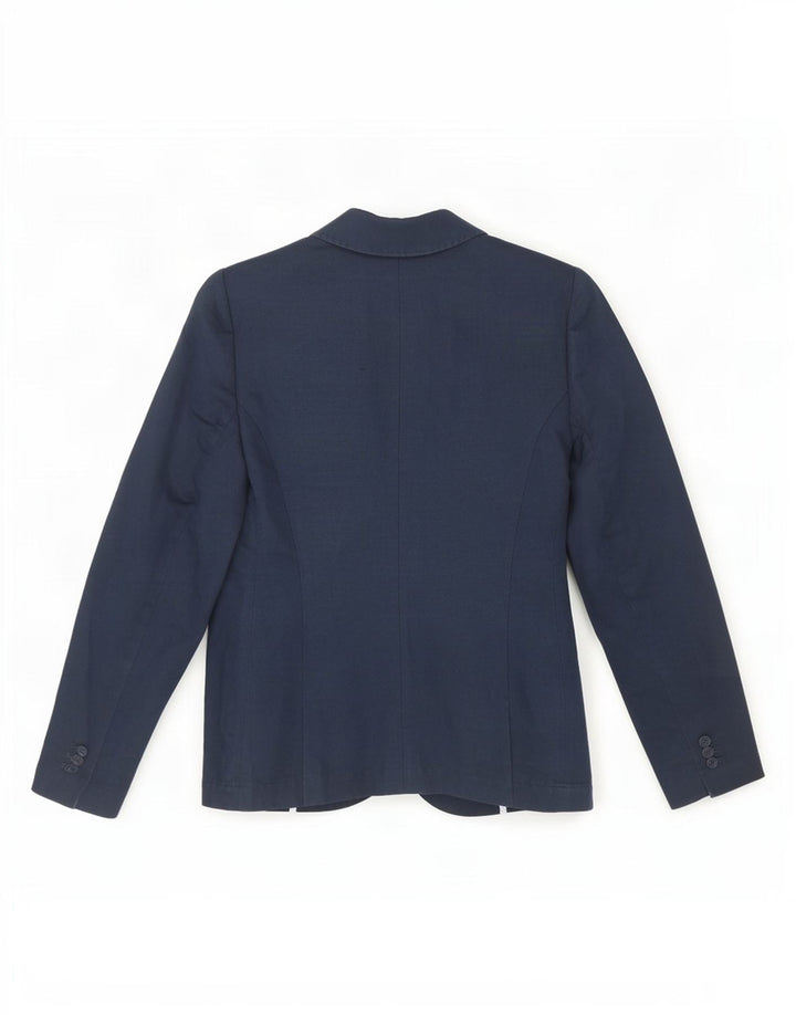 Crew Clothing Damska marynarka zapinana na 2 guziki UK 10, mała, granatowa, lniana